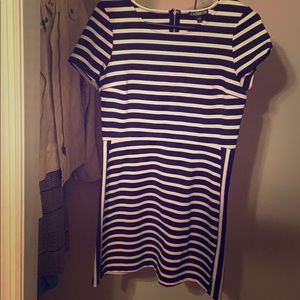 Navy and white striped dress